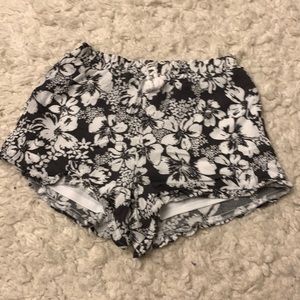 Gray and white floral shorts